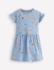 Jersey T-Shirt Dress-Glacier Blue Holiday Print / Boden Discount