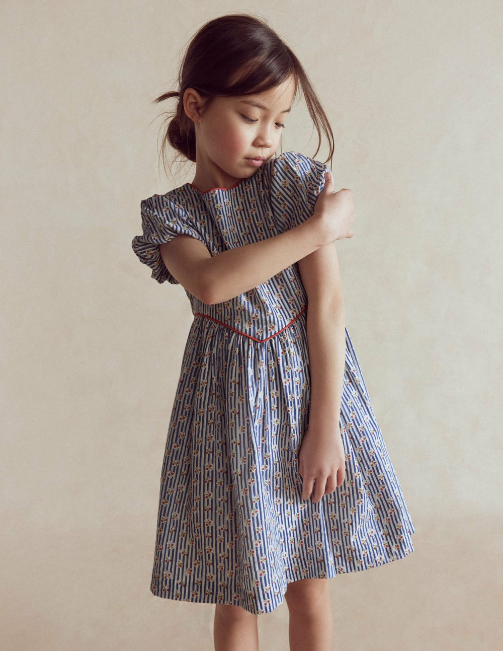 V-waist Woven Dress-Bluejay Cherry Stripe / Boden Online