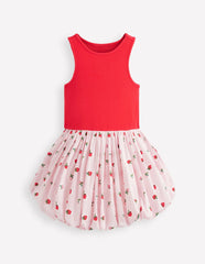 Bubble Hem Rib Dress-Ticking Stripe Strawberry / Boden On sale