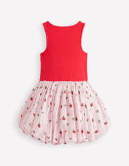 Bubble Hem Rib Dress-Ticking Stripe Strawberry / Boden On sale