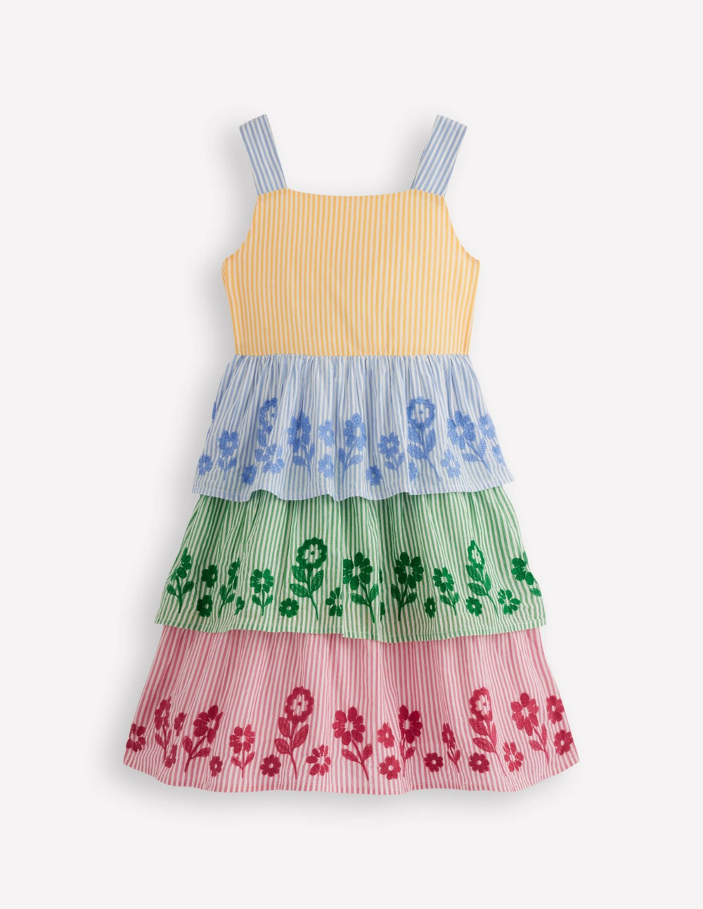 Tiered Embroidered Dress-Hotchpotch Stripe Embroidery / Boden Discount