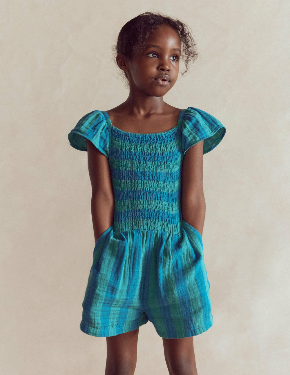 Double Cloth Playsuit-Aurora Blue Stripe / Boden