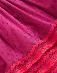 Flutter Sleeve Ric Rac Dress-Bright Pink / Boden Online