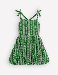 Ruched Bodice Bubble Dress-Green Broderie / Boden Outlet