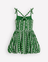 Ruched Bodice Bubble Dress-Green Broderie / Boden Outlet