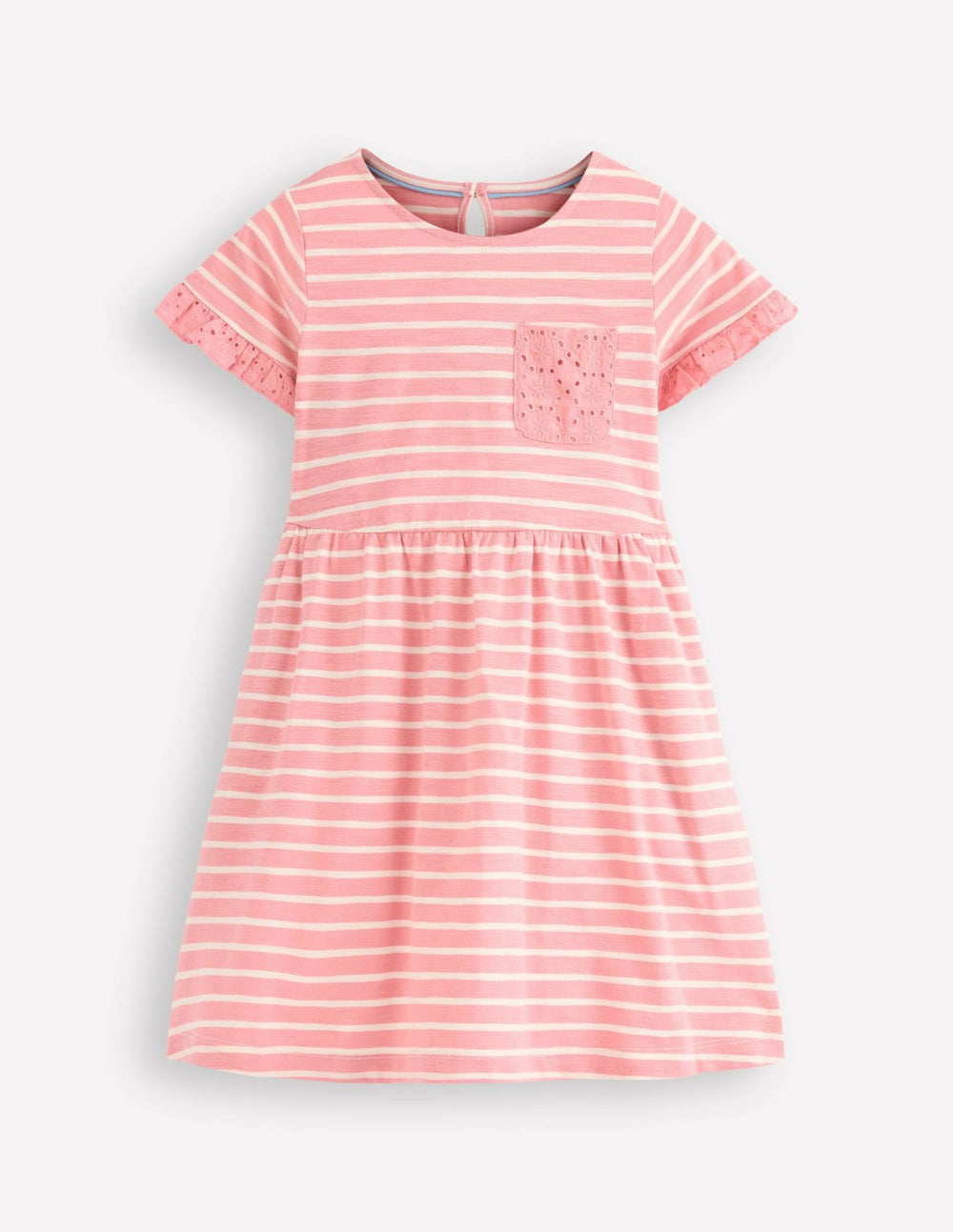 Broderie Pocket Jersey Dress-Almond Pink Stripe / Boden us