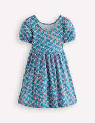 Ballerina Jersey Dress-Kingfisher Blue Floral Vine / Boden Sale