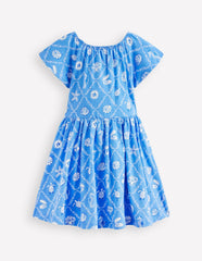 Flutter Sleeve Twirly Dress-Cabana Blue Mermaids / Boden Outlet