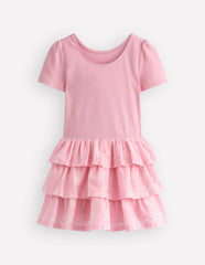 Short Sleeve Jersey RaRa Dress-Blossom Pink Flower Vine / Boden