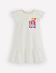 Logo Pocket Jersey Dress-Soft Ivory Ice Cream / Boden Online
