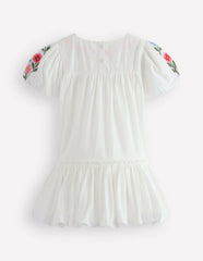 Drop Waist Bubble Dress-Soft Ivory Embroidery / Boden