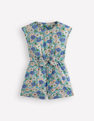 Tie Waist Woven Playsuit-Blue Floral / Boden Sale