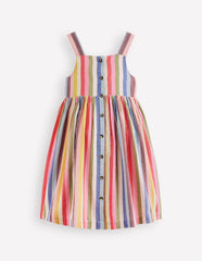Remy Button Through Dress-Pink/ Green Multistripe / Boden Online
