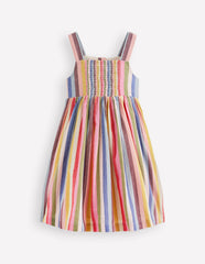 Remy Button Through Dress-Pink/ Green Multistripe / Boden Online