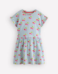 Jersey T-Shirt Dress-Blue Cherry Stripe / Boden Discount