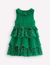 Christmas Tree Tulle Dress-Shady Green / Boden