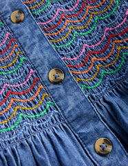 Suki Long Sleeve Smocked Dress-Mid Vintage Denim / Boden Sale