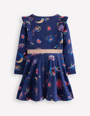 Cora Twirly Jersey Dress-College Navy Paisley Sky / Boden Online