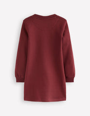 Ida Sweatshirt Appliqué Dress-Chestnut Cat Faces / Boden Outlet