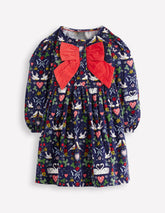 Bow Button Through Dress-Starboard Blue Love Birds / Boden Discount