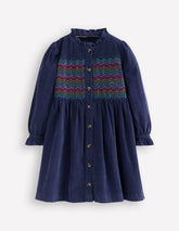 Suki Long Sleeve Smocked Dress-College Navy / Boden us