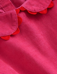 Cord Ric Rac Trim Dress-Raspberry Pink / Boden