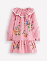 Lace Trim Woven Dress-Rose Pink Fairies / Boden Sale