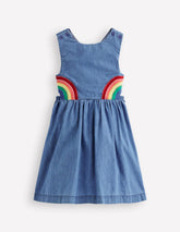Rainbow Cross Back Dress-Light Wash Rainbow / Boden Sale
