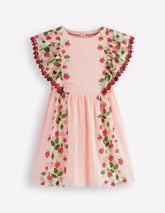 Pretty Woven Dress-Chalk Pink Strawberry Vine / Boden Online
