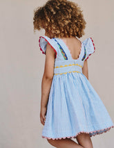 Ric Rac Trim Flutter Dress-Sapphire Blue Stripe / Boden Discount