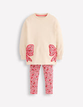 Fun Sweatshirt Tunic Set-Oatmeal Marl Bows / Boden On sale