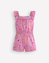 Ciara Pom Trim Jersey Romper-Formica Pink Holiday / Boden Sale
