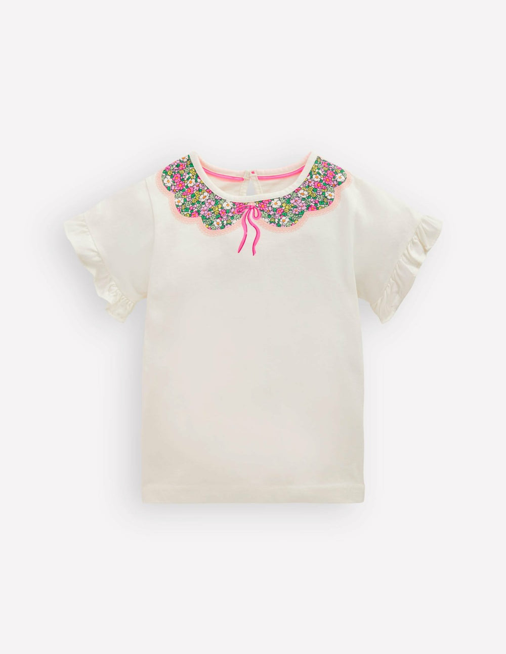 Pretty Frill T-shirt-Ivory Printed Collar / Boden On sale