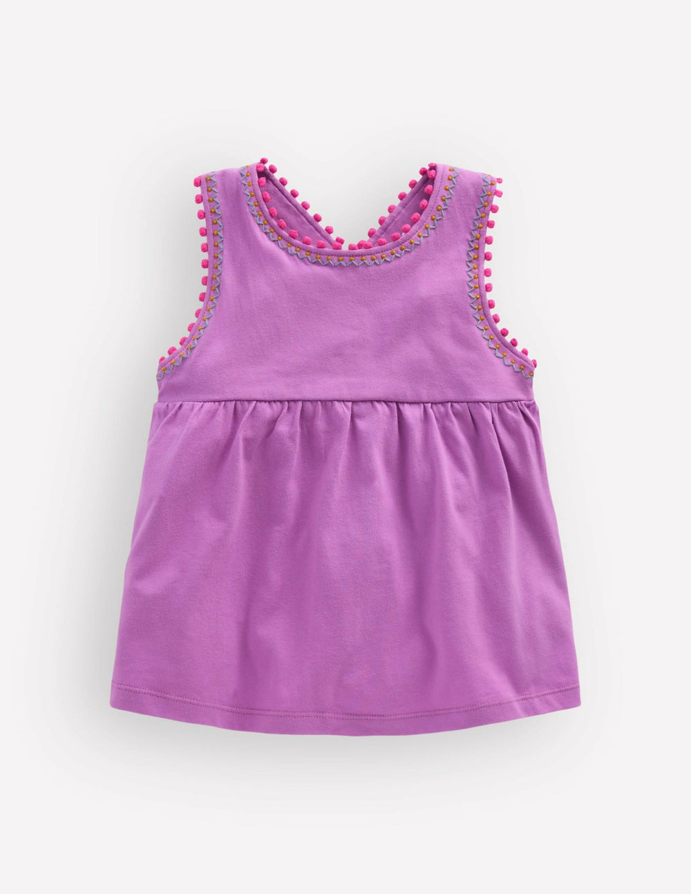 Cross-Back Pom Trim Top-Chalky Violet / Boden us