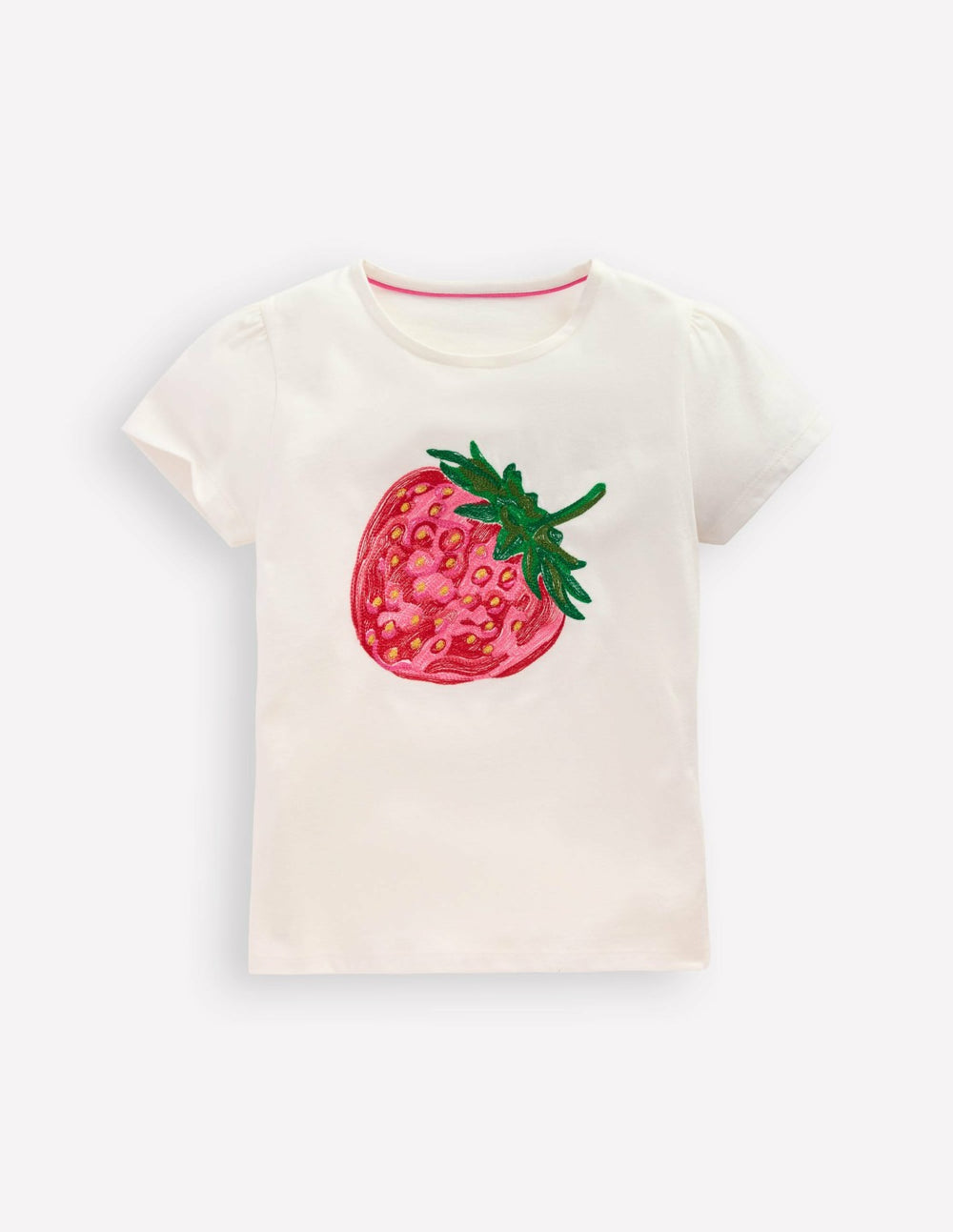 Puff Sleeve Superstitch Top-Coconut Milk Strawberry / Boden Online