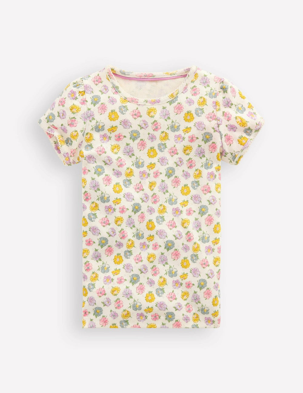 Short Sleeve Pointelle Top-Ivory Spaced Rosa / Boden Outlet