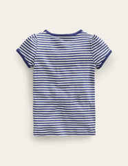 Short Sleeve Pointelle Top-Soft Ivory/Starboard Blue / Boden Discount