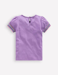 Puff Sleeve T-shirt-Aster Purple / Boden On sale