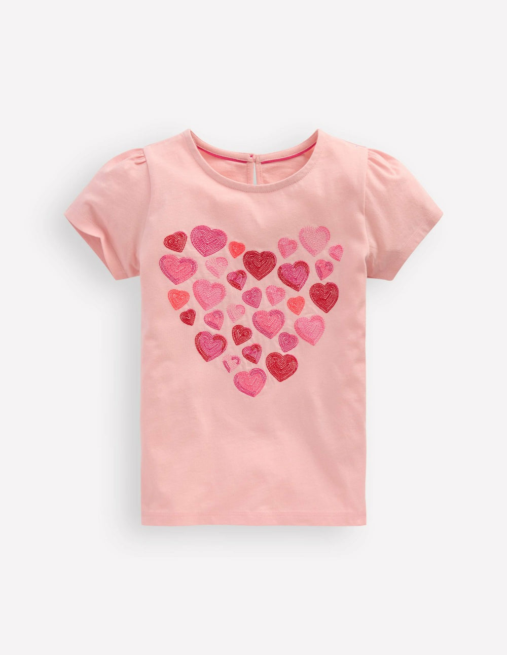 Puff Sleeve Superstitch Top-Chalk Pink Hearts / Boden