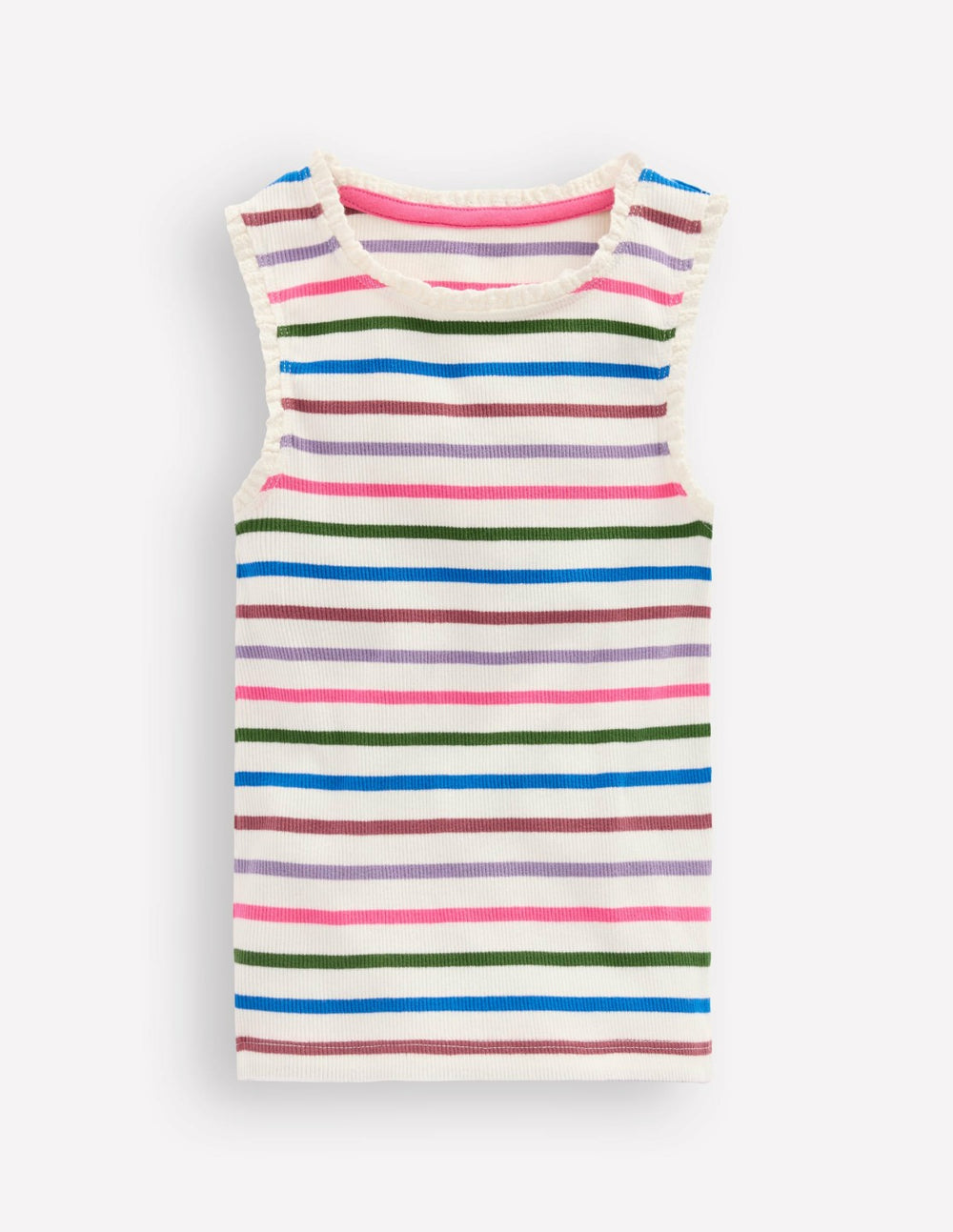 Ribbed Lace Trim Tank-Multi Stripe / Boden Online