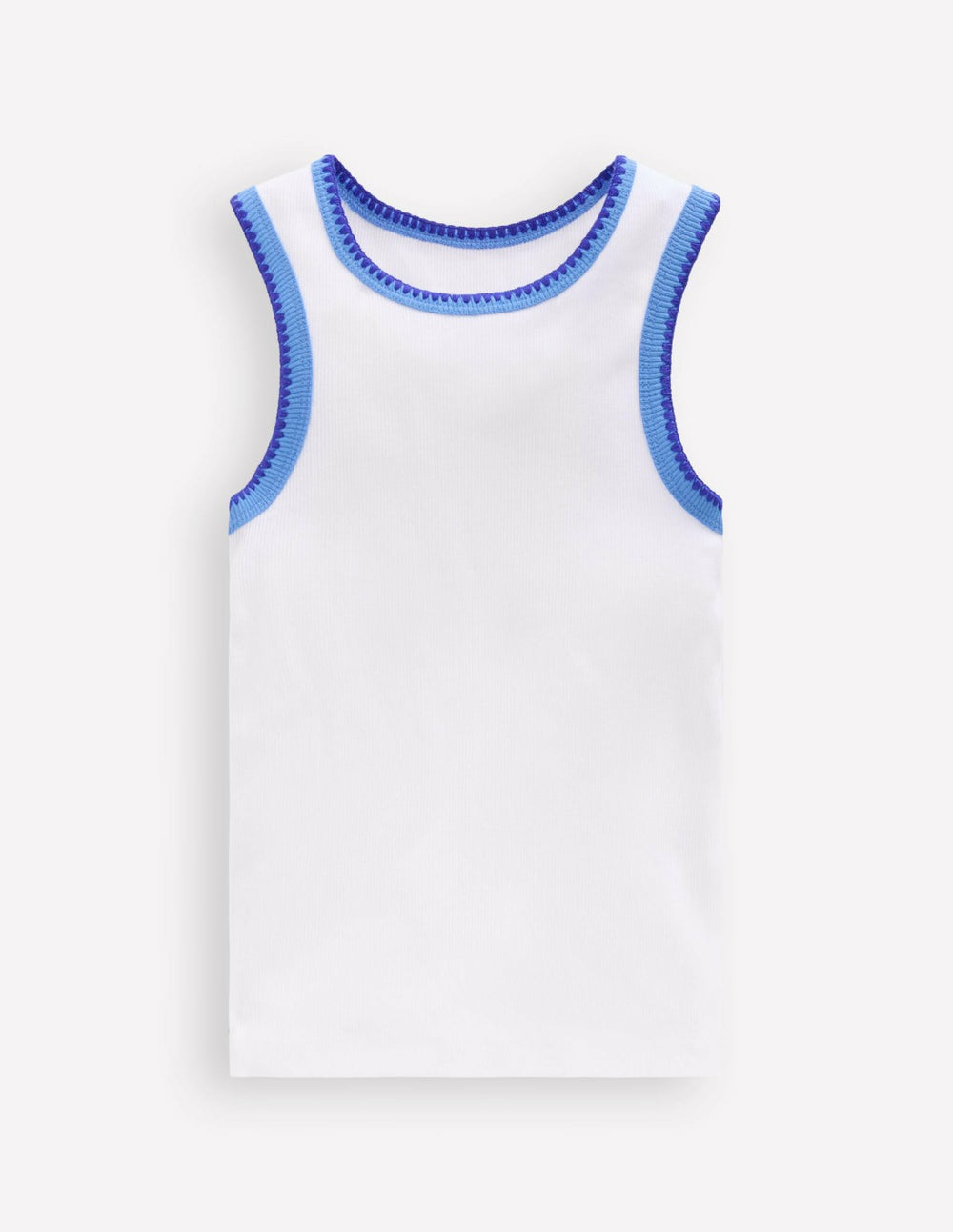 Crochet Trim Ribbed Vest-White / Boden Discount