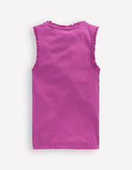 Ribbed Lace Trim Tank-Purple / Boden Outlet