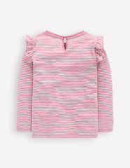 Frill Sleeve Slub Top-Soft Ivory/Pink Haze Stripe / Boden us