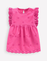 Fabric Mix Broderie Top-Carmine Rose / Boden Sale