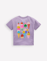 Short Sleeve Printed T-Shirt-Purple Ice Creams / Boden Sale
