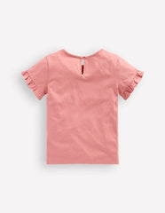 Pretty Frill T-shirt-Almond Pink Equestrian / Boden Outlet