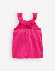 Ruffle Neck Trim Top-Brillant Pink / Boden Discount