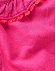 Ruffle Neck Trim Top-Brillant Pink / Boden Discount