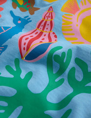 Short Sleeve Printed T-Shirt-Blue Sealife / Boden On sale