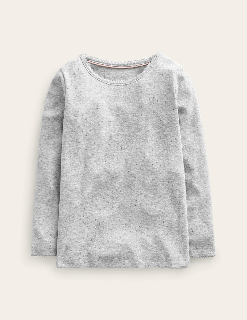 Long Sleeve Pointelle Top-Grey Marl / Boden Online